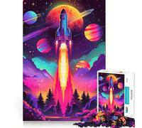 Puzzle a tema avventura spaziale con razzo per ragazzi, 1000 pezzi, rompicapo per la mente, divertimento rilassante, arte da assemblare, regalo perfetto 38x26cm