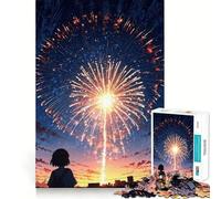 Puzzle a tema fuochi d'artificio in stile anime per ragazzi,1000 pezzi,gioco stimolante per la mente,montaggio sicuro e attività di gruppo per i propri cari (38x26cm)