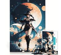 Puzzle a tema lunare con ragazza anime,1000 pezzi,gioco cognitivo divertente,taglio di alta precisione, alleviare lo stress (38x26cm)