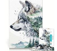 Puzzle a tema lupo e natura,1000 pezzi,gioco di logica divertente,design a incastro perfetto, riunioni di famiglia (38x26cm)