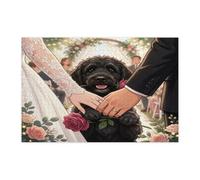 Puzzle a tema matrimonio cane d'acqua portoghese per adulti 1000 pezzi, puzzle in legno per cerimonia di matrimonio, coppia amore modello decorazione per l'intrattenimento domestico