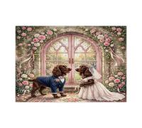 Puzzle a tema matrimonio con cane Boykin Spaniel per adulti, 300 pezzi, puzzle romantici in legno stampati per cerimonia di matrimonio, decorazione per la casa e l'intrattenimento