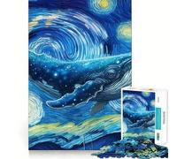 Puzzle a tema "Notte stellata con balene" per ragazzi,1000 pezzi,gioco stimolante per la mente,montaggio sicuro e stabile,attività di condivisione per i propri cari (38x52cm)