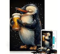 Puzzle a tema pinguino e birra per ragazzi, 1000 pezzi, stimola la memoria, rilassante, divertente, da assemblare, (38x52cm)