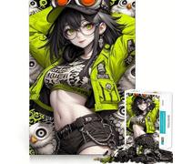Puzzle a tema ragazza anime con gufi,1000 pezzi,divertente e stimolante per la mente,con componenti robusti e ben definiti Attività di gruppo emozionante (38x52cm)
