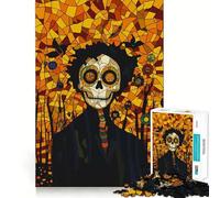 Puzzle a tema teschio di zucchero "Dolcetto o scherzetto" per ragazzi, 1000 pezzi, gioco intelligente per il tempo libero, taglio preciso, regalo stagionale 38x26cm