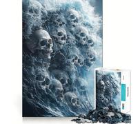 Puzzle a teschio e onde da 1000 pezzi per adolescenti, gioco stimolante per il pensiero creativo, divertimento rilassante, taglio preciso, regalo di Natale 50x75cm
