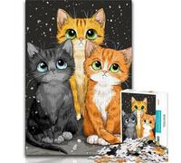 Puzzle a tre gatti per adulti e adolescenti, giocattoli avvincenti per la decorazione della casa, stimola l'intelligenza cerebrale (75x50cm)
