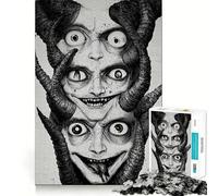 Puzzle a tre teste del demone per adulti, 1000 pezzi, stimola la memoria, ideale per momenti di relax, con un motivo da assemblare e la lista dei desideri di Babbo Natale 38x26cm