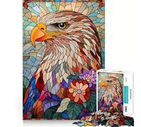 Puzzle a vetrata con aquila per ragazzi, 1000 pezzi, gioco cognitivo, hobby tranquillo, bordo di alta qualità, regalo di Natale 38x52cm