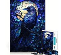 Puzzle a vetrata con corvo, 1000 pezzi, per ragazzi, gioco di pensiero, divertimento condiviso, bordi precisi, oggetto regalo di Babbo Natale 50x75cm