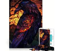 Puzzle a vetrata con corvo, 1000 pezzi, per ragazzi, gioco di pensiero, divertimento condiviso, bordi precisi, articolo con desiderio di Babbo Natale 38x52cm