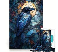 Puzzle a vetrata con corvo per adulti, 1000 pezzi, gioco intelligente, tranquillo, con motivo da assemblare, (50x75cm)