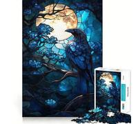 Puzzle a vetrata con corvo per ragazzi, 1000 pezzi, gioco di logica, lento, divertente, taglio perfetto, sorpresa di compleanno (50x75cm)