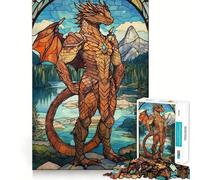 Puzzle a vetrata con drago, 1000 pezzi, per adulti, ideale per stimolare la memoria, per momenti di relax e per assemblare immagini artistiche 50x75cm