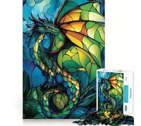 Puzzle a vetrata con drago, 1000 pezzi, per adulti, ideale per stimolare la memoria, per momenti di relax e per comporre un'immagine artistica 38x52cm