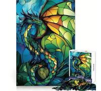 Puzzle a vetrata con drago, 1000 pezzi, per adulti, ideale per stimolare la memoria, per momenti di relax e per comporre un'immagine artistica 38x52cm