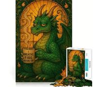 Puzzle a vetrata con drago e caffè per ragazzi, 1000 pezzi, stimola la memoria, divertente e rilassante, con bordi precisi, regalo artistico 50x75cm
