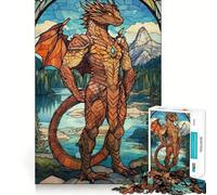 Puzzle a vetrata con drago per ragazzi, 1000 pezzi, per migliorare la memoria, per il tempo libero a casa, con bordi precisi, 38x26cm