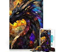 Puzzle a vetrata con drago per ragazzi, 1000 pezzi, per migliorare la memoria, per il tempo libero a casa, con bordi precisi, 38x26cm
