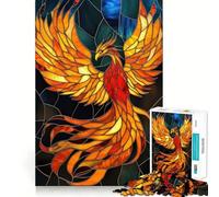 Puzzle a vetrata con fenice, 1000 pezzi, per adolescenti, giocattolo antistress, taglio di alta qualità, regalo elegante 38x26cm