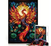 Puzzle a vetrata con fenice per adulti, 1000 pezzi, gioco intelligente antistress, assemblaggio, regalo speciale 50x75cm