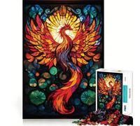 Puzzle a vetrata con fenice per adulti, 1000 pezzi, gioco intelligente antistress, assemblaggio, regalo speciale 50x75cm