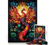 Puzzle a vetrata con fenice per ragazzi, 1000 pezzi, gioco di logica stimolante, antistress, bordi trasparenti, regalo classico 38x52cm