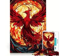 Puzzle a vetrata con fenice per ragazzi, 1000 pezzi, gioco per allenare la mente, design rilassante, assemblaggio, sorpresa di Natale (50x75cm)