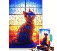 Puzzle a vetrata con gatto, 1000 pezzi, per ragazzi, gioco di memoria, per interni, taglio fine, Babbo Natale, scegli il tuo desiderio 50x75cm