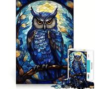 Puzzle a vetrata con gufo, 1000 pezzi, per adulti, gioco cognitivo, attività di gruppo, assemblaggio, oggetto ideale per i desideri di Babbo Natale (50x75cm)