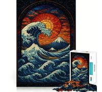 Puzzle a vetrata con la Grande Onda per adolescenti, 1000 pezzi, stimola la memoria, ideale per il tempo libero, con bordi netti, un regalo delizioso 38x52cm