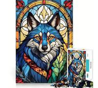 Puzzle a vetrata con lupo per adulti,1000 pezzi,gioco di abilità,taglio di precisione,sfida divertente per il tempo libero (50x75cm)
