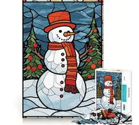Puzzle a vetrata con pupazzo di neve, 1000 pezzi, per ragazzi, gioco di logica, ideale per i momenti di relax, pezzo da collezione artistico con taglio preciso (38x52cm)