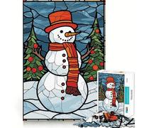 Puzzle a vetrata con pupazzo di neve per adolescenti, 1000 pezzi, gioco rilassante, evasione, bordi precisi, (38x26cm)