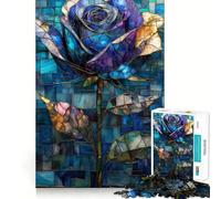Puzzle a vetrata con rosa, 1000 pezzi, giocattolo intelligente per la famiglia, con bordi lisci, ideale per esporre opere d'arte 38x52cm