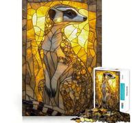 Puzzle a vetrata con suricato per ragazzi, 1000 pezzi, gioco di abilità mentale, design semplice e divertente, assemblaggio, regalo memorabile 38x26cm