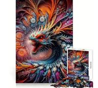 Puzzle a vortice con drago vibrante, 1000 pezzi, per lo sviluppo delle capacità cognitive, passatempo rilassante, chiusura solida, regalo di Natale unico (38x26cm)