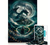 Puzzle a vortice del drago mistico per adulti, 1000 pezzi, gioco per la concentrazione e il relax, bordi netti, Babbo Natale, scegli il tuo desiderio (38x52cm)