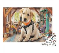 Puzzle A White Lab Puppy with A Collar 1000 Pezzi, Giocosa Sfida Giochi Educativi Per Adulti, Casa Decorazione 52x38cm/1000pcs