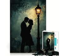 Puzzle "Abbraccio romantico sotto un lampione" per adolescenti, 1000 pezzi, gioco di abilità mentale, svago leggero, assemblaggio, regalo di alta qualità (38x26cm)