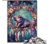 Puzzle acchiappasogni a forma di ippopotamo, 1000 pezzi, per adulti e adolescenti, stimolante gioco di ruolo Ogni pezzo è unico Gioco stimolante e divertente per tutta la famiglia (26x38cm)