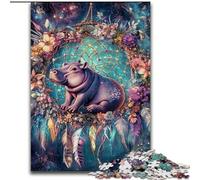 Puzzle acchiappasogni a forma di ippopotamo da 1000 pezzi per adulti, giocattoli, giochi educativi, regali di Babbo Natale segreto antistress per bambini dai 14 anni in su (dimensioni 50x75cm)