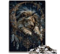 Puzzle acchiappasogni leone per adulti, puzzle da 1000 pezzi, arte interessante, riduzione dello stress, lista dei desideri con Babbo Natale per età 14 anni, 50x75cm