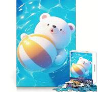Puzzle acquatico a forma di orso e palla da spiaggia per adulti, 1000 pezzi, stimolante per il pensiero critico, ideale per una fuga rilassante, con bordi uniformi e un regalo festivo (50x75cm)