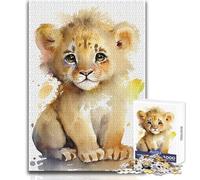 Puzzle acquerello con piccolo leone, 1000 pezzi per adolescenti, gioco di apprendimento del pensiero strategico, regalo significativo ideale per qualsiasi evento, dimensioni 50x75cm