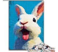Puzzle acquerello del coniglio bianco per adulti e ragazzi, 1000 pezzi, adatto per bambini dai 14 anni in su, divertimento in famiglia, ideale come regalo per tutta la famiglia (50x75cm)