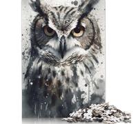 Puzzle acquerello di bellezza del gufo per adulti, puzzle da 1000 pezzi per adolescenti dai 12 anni in su, regali per la vigilia di Natale, 1000 pezzi (38x26 cm)