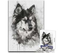 Puzzle acquerello raffigurante un cane della Groenlandia, 1000 pezzi, per adulti, gioco educativo per allenare la mente, regalo a sorpresa ideale per i propri cari, dimensioni 38x26cm