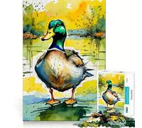 Puzzle ad acquerello con anatra selvatica per adulti,1000 pezzi,gioco di memoria e allenamento per la mente,taglio preciso,finitura di alta qualità,un modo coinvolgente per trascorrere il tempo libero